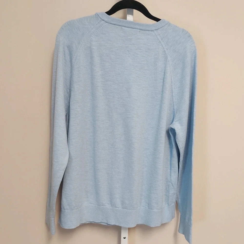 Banana Republic Mens XL Light Blue‎ 100% Cotton Slub Crewneck Raglan Sweater